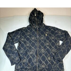 Volcom Navy Patterned Zip-Up Hoodie Jacket
